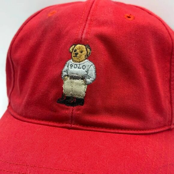 Vintage Polo Ralph Lauren Red Polo Bear Baseball Cap RARE! - Picture 2 of 6